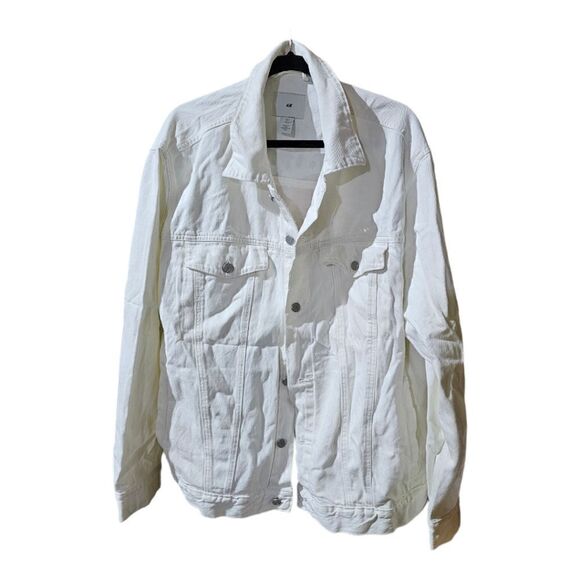 H&M x KEITH HARING White Denim Jacket - Size Large - Picture 1 of 7